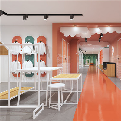 Modern kids clothes store decoration shelf (3)