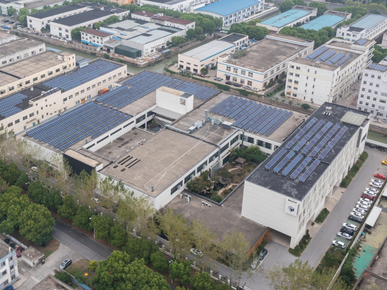 Factory Aerial View and Rack Production Facility